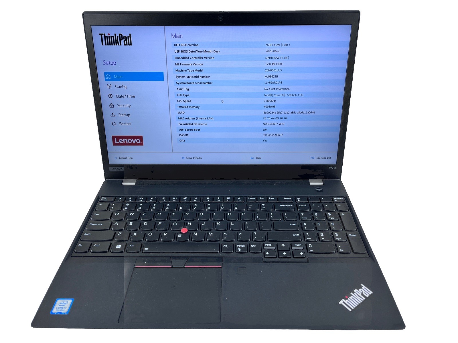 Lenovo ThinkPad P53S i7-8565U 1.8GHz 40GB RAM 512GB QUADRO P520 *Grade C*