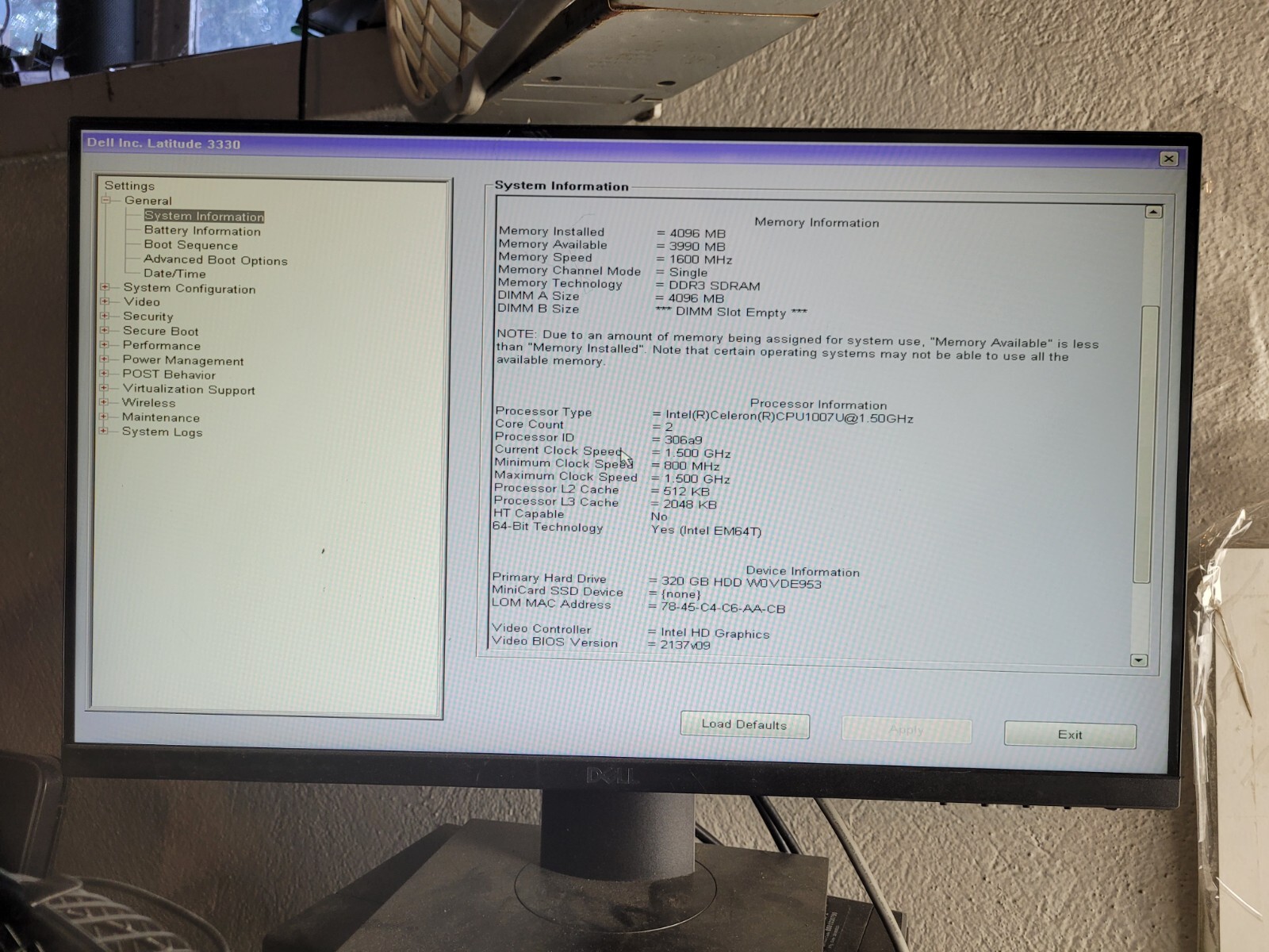 Dell Latitude 3330 w/Celeron 1007U, 4GB RAM, 320GB HDD, Laptop for Parts #2335
