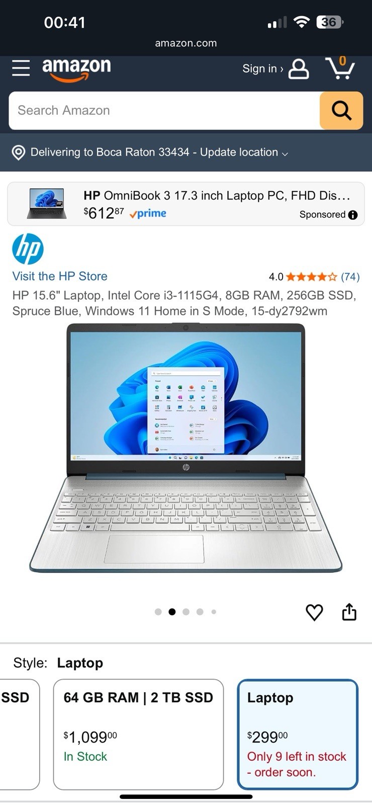 HP 15.6” Laptop Intel Core i3-1115G4 8GB RAM 256GB SSD Kali Linux Installed