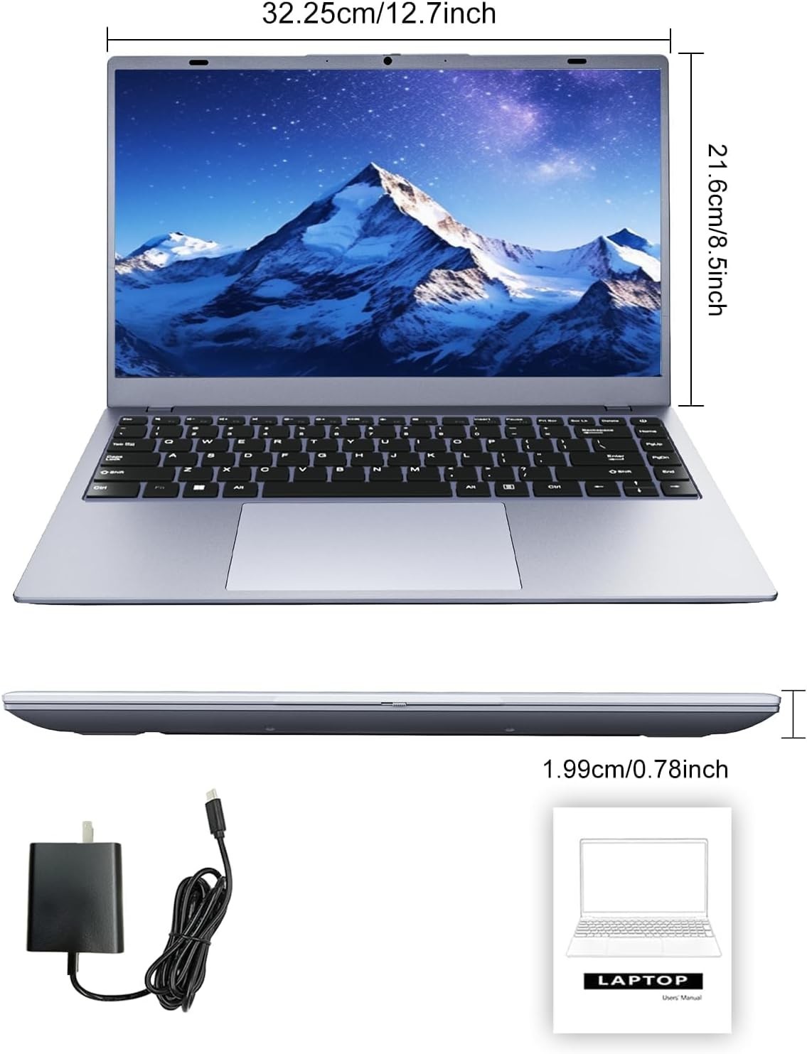 2026 Silver Laptop, Pentium Gold 6500Y ProcessorUp to 3.4GHz,8GB RAM 256GB SS…