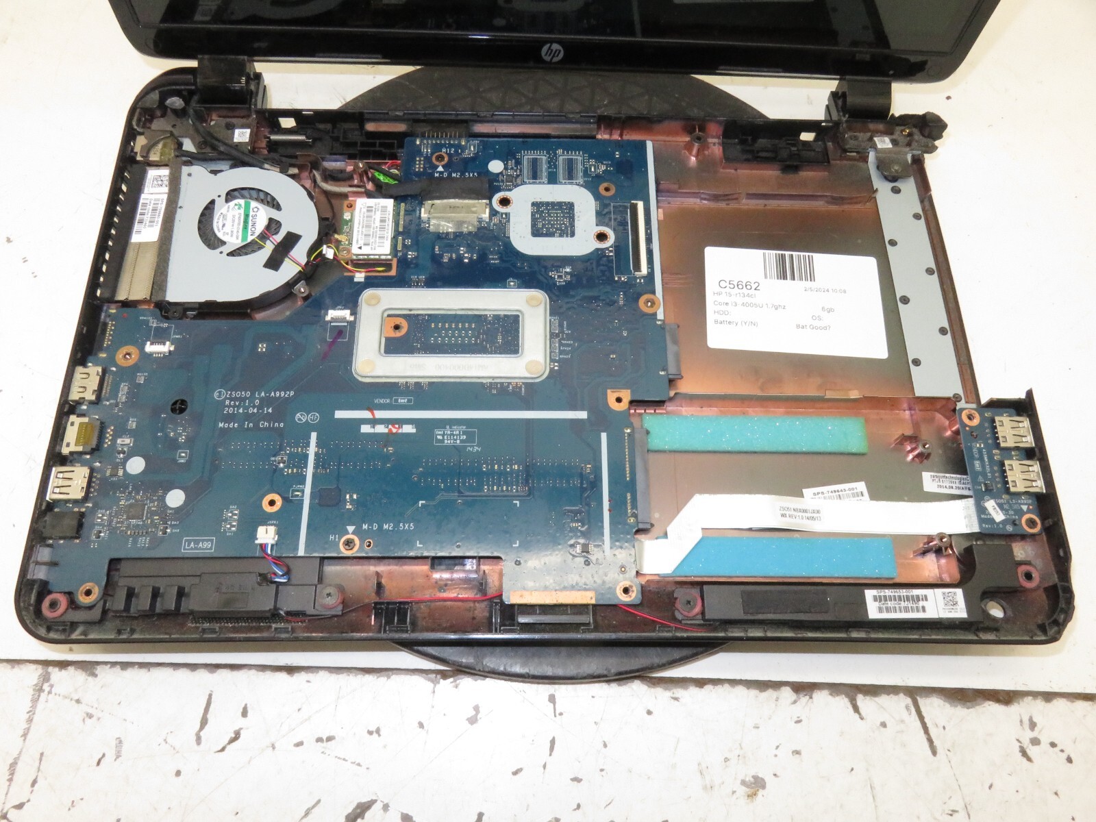HP 15-r134cl Laptop Intel Core i3-4005u 6GB Ram – Parts/Repair