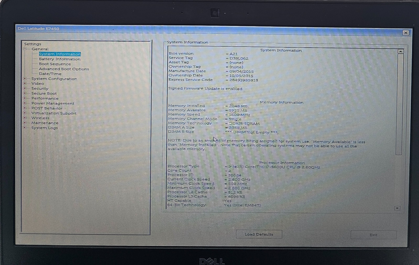 Dell Latitude E7450 14″ Laptop Intel Core i7-5600U 2GB Ram NO HD/OS/BATT (FL)