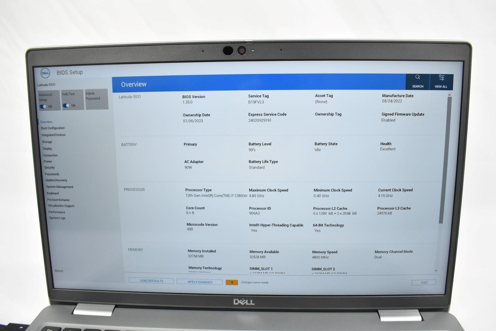 Dell Latitude 5531 Laptop i7-12800H 32GB 512GB SSD No OS 15.6″