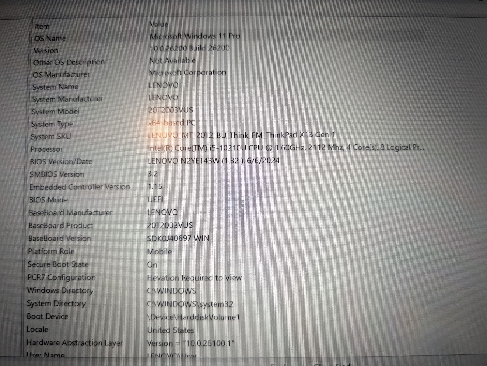 Lenovo ThinkPad X13 Gen 1, i5-10210U, 8GB RAM, 256GB SSD, Windows 11 Pro