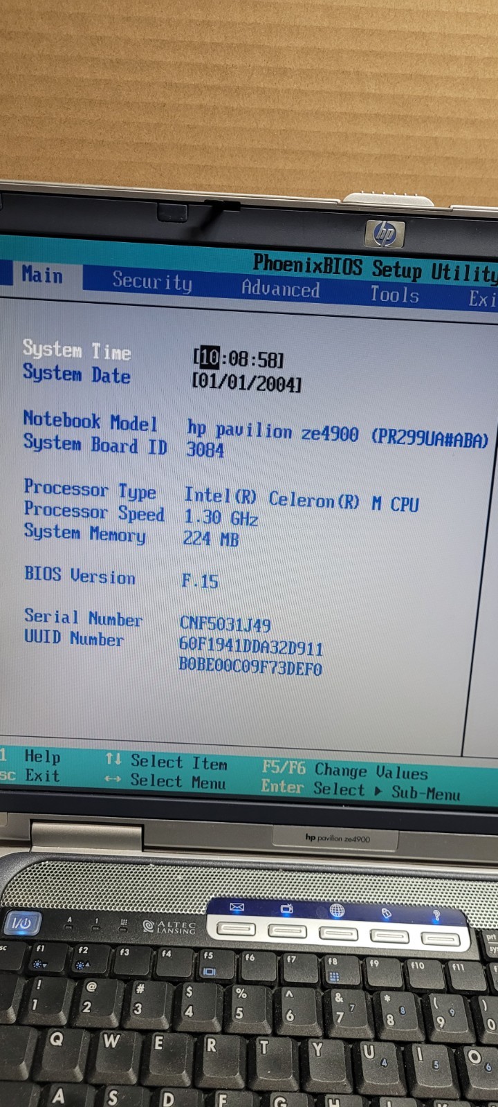 HP Pavillion ze4900 Laptop 1.30 GHz 224MB RAM – WORKING