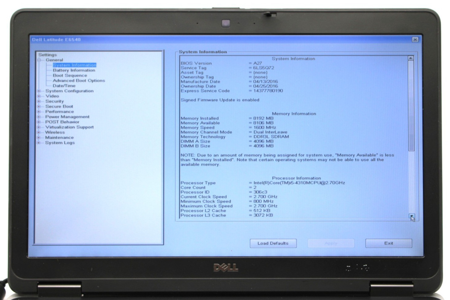 Dell Latitude E6540 i5-4300M@2.6GHz 8GB DDR3 NO STORAGE OR OS *USED/TESTED*
