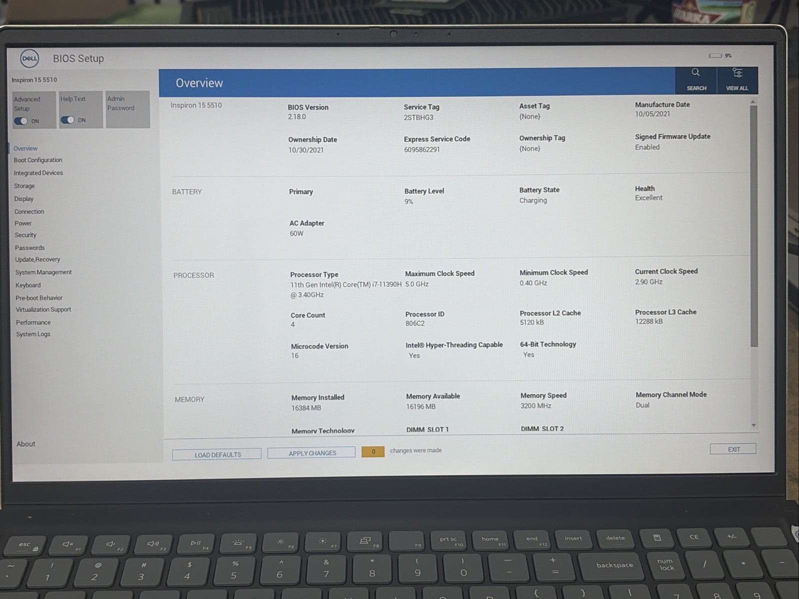 Dell Inspiron 15 5510 15.6″ FHD i7-11390H 16GB RAM 512GB SSD No OS