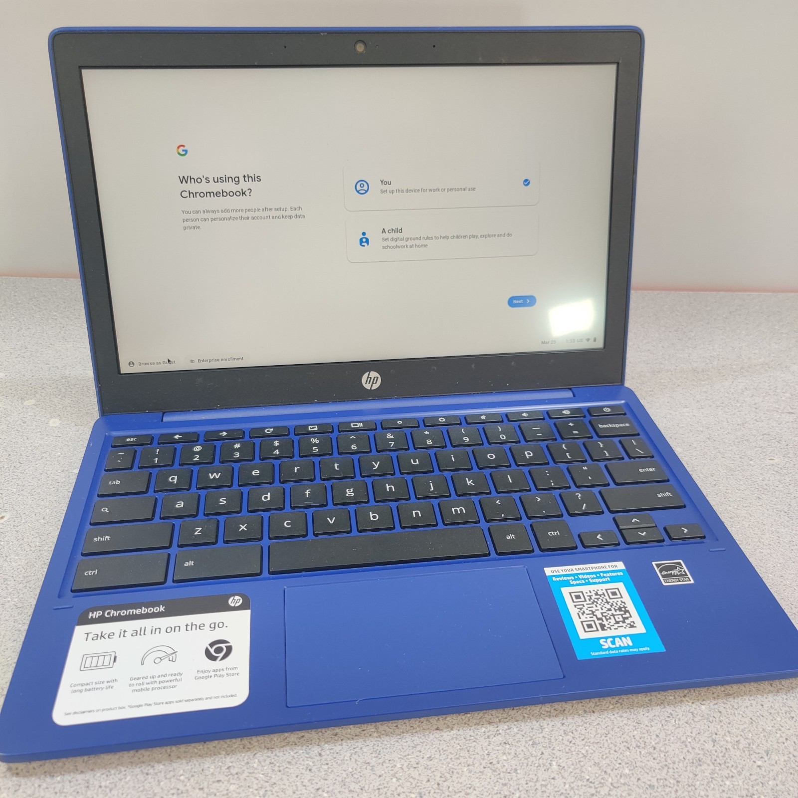 HP 11a-na0035nr 11.6 inch Chromebook (Purple) NO AC ADAPTER