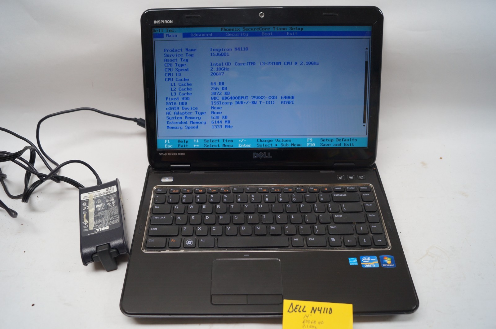 Dell Inspiron N4110 Laptop Intel i3 14″ 640GB HD 2.1GHz 6GB Mem WORKING PoR E113