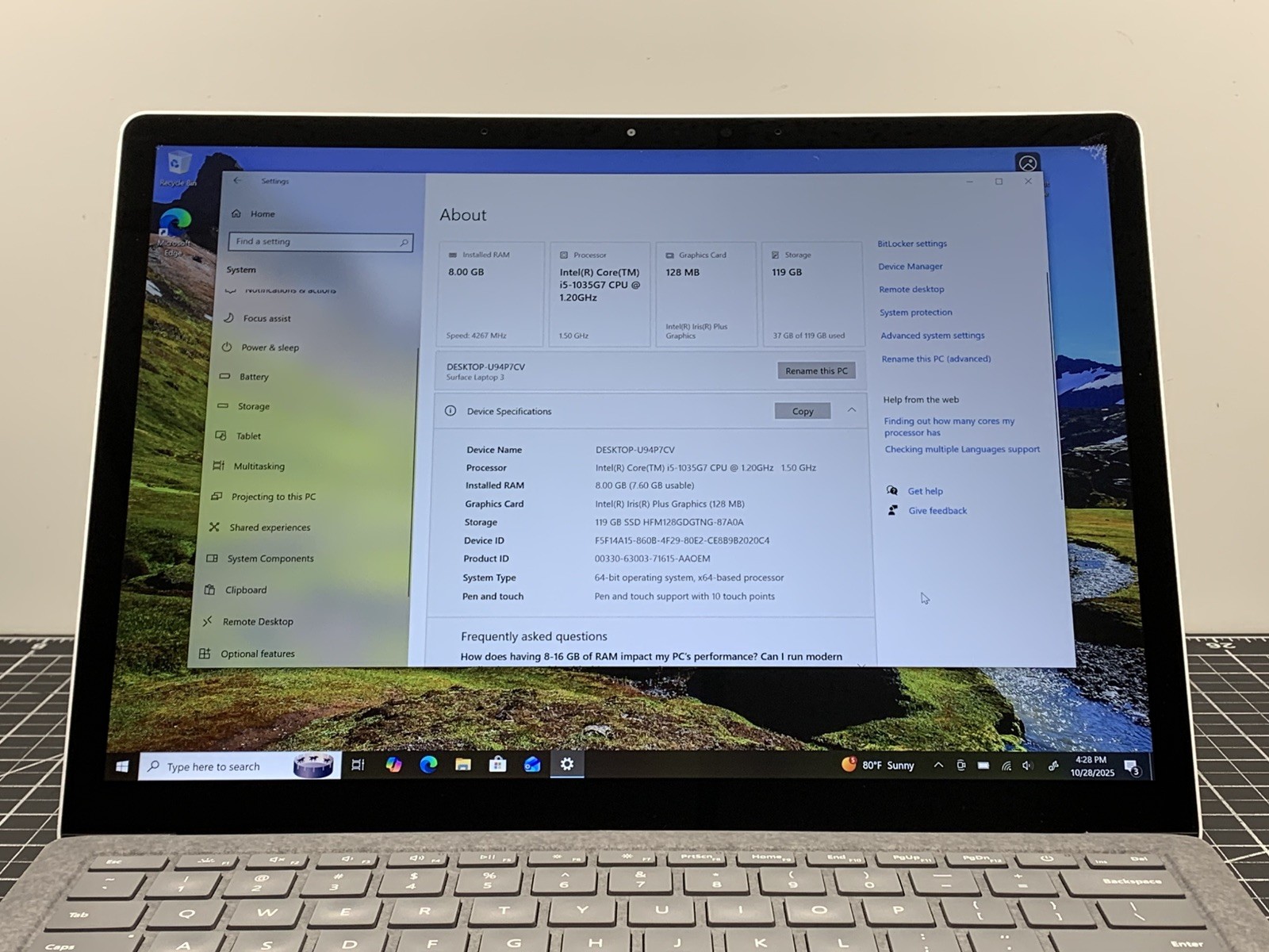 Microsoft Surface Laptop 3 Intel i5-1035G7 | 8GB RAM, 128GB SSD | #P163