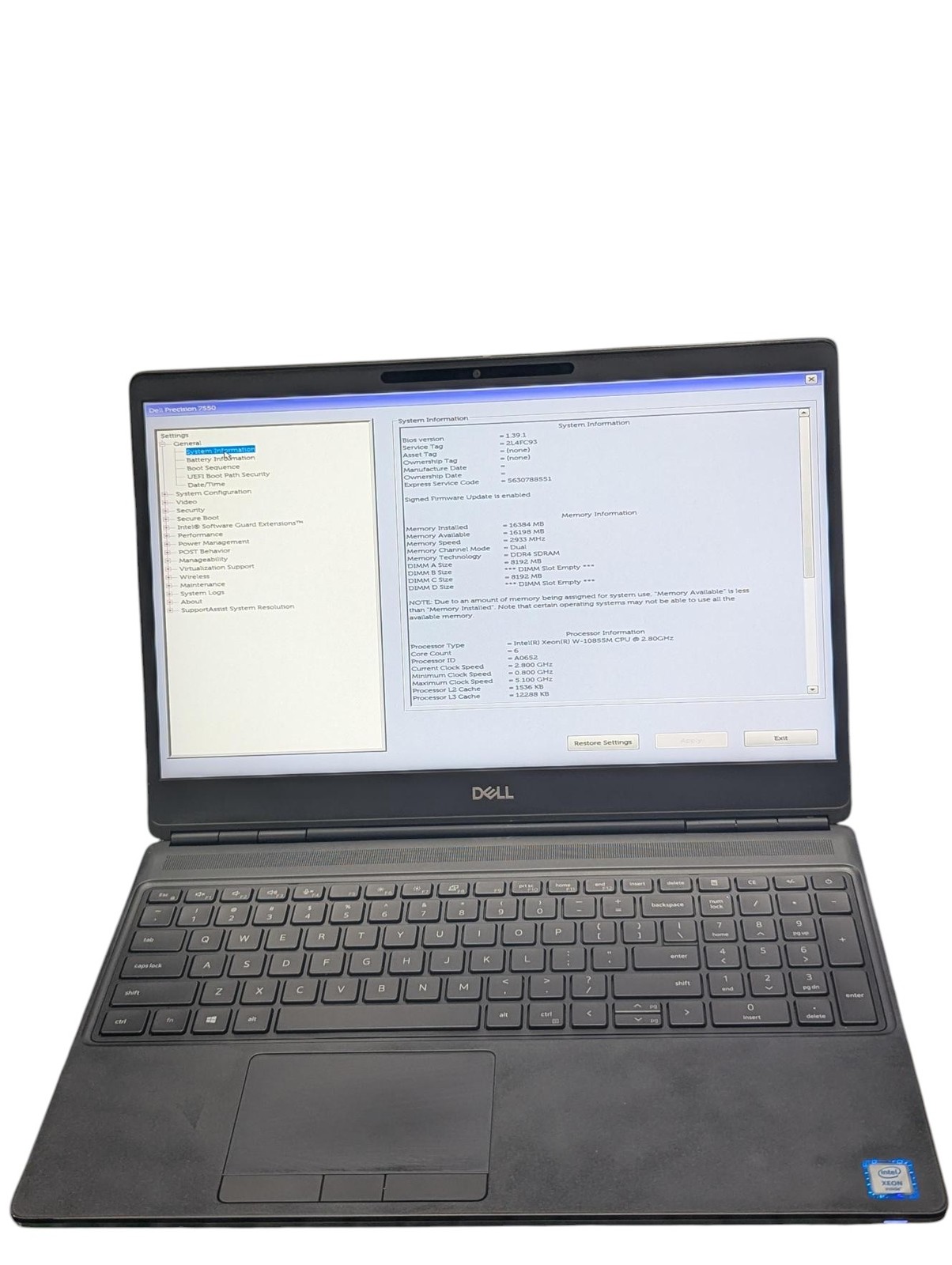 Dell Precision 7550 15″ W-10855M 2.80GHz 16GB RAM 512GB SSD- Grade D