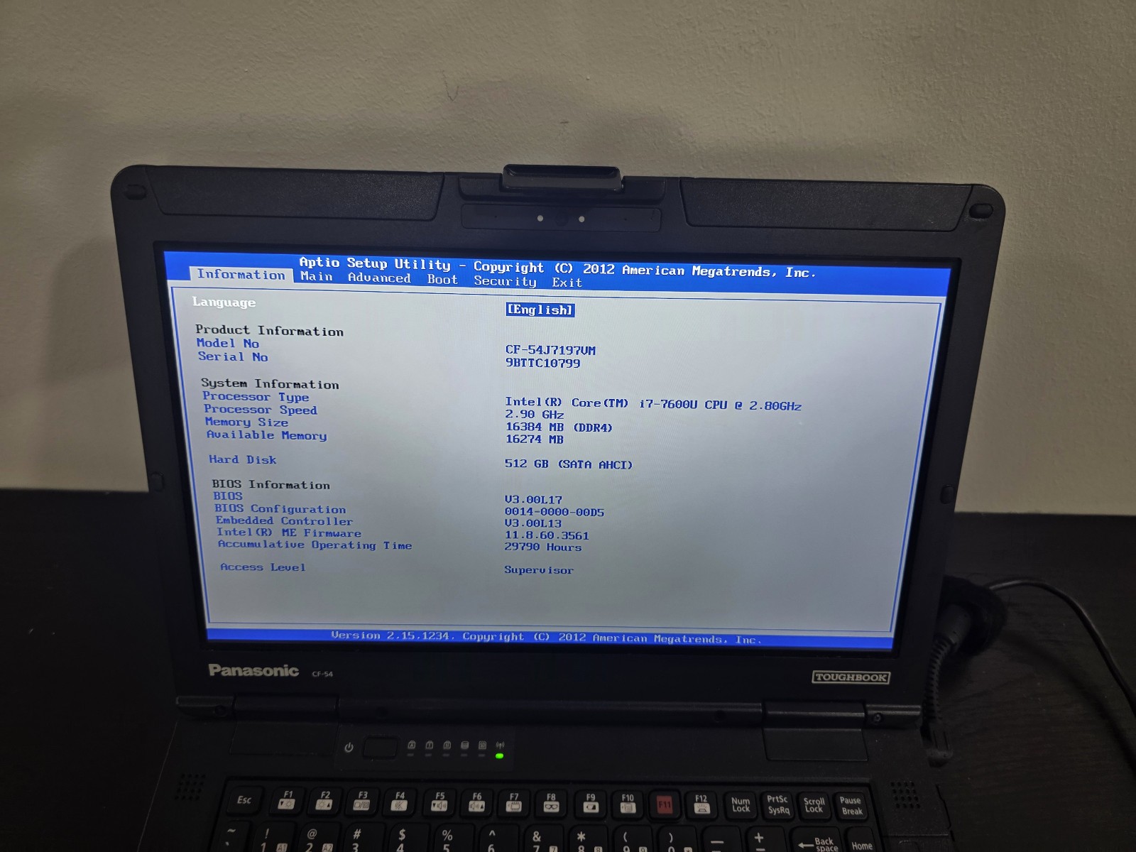 Panasonic CF-54 MK3 i7 7th 16GB 512GB SSD DVD FHD Touch W11