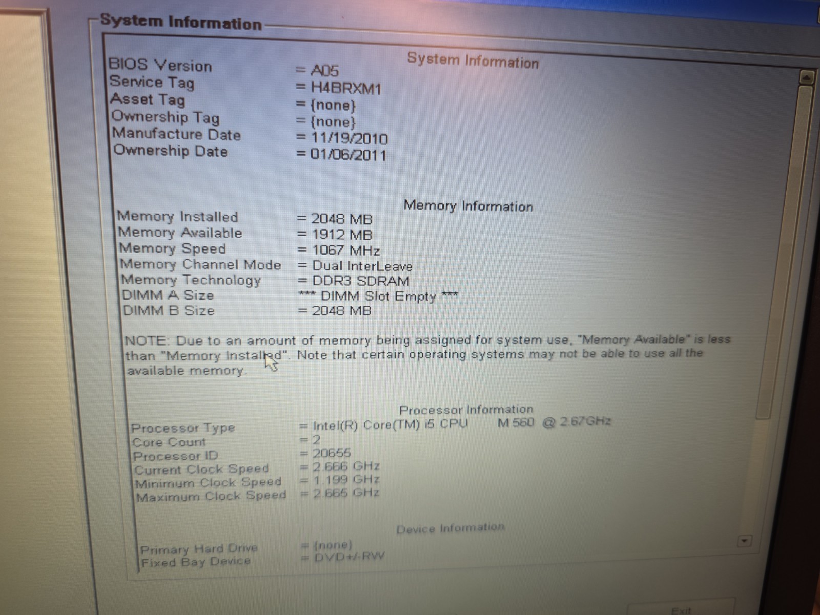 DELL LATITUDE E5410 – BOOTS TO BIOS – INTEL I5 M560 – 2 G RAM – READ DESCRIP