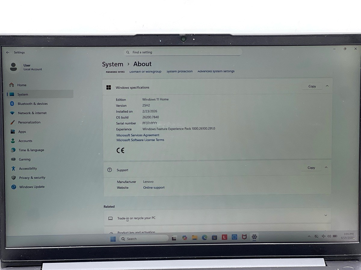 LENOVO IDEAPAD 3 I5-15ITL6 Laptop(12.GB Ram/238GB SSD/INTEL CORE I5- (EL1131170)