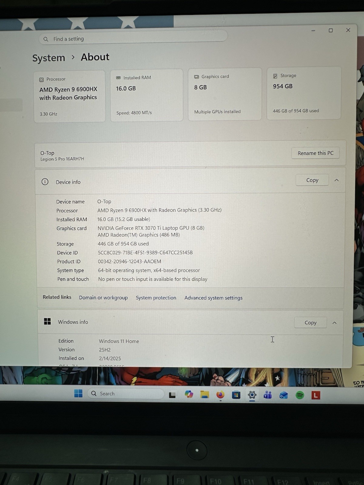 Lenovo LEGION 5 PRO, R9 6900HX, 16GB, 1TB, 3070 Ti Laptop QHD USED FACTORY RESET