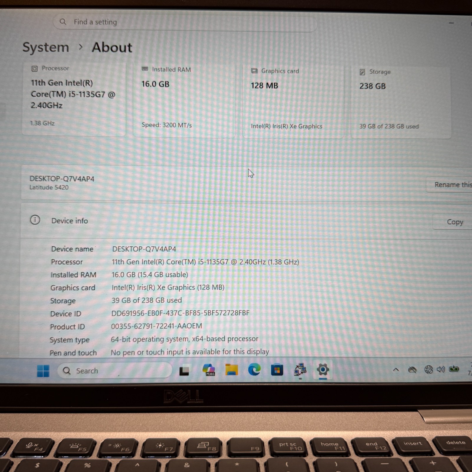 Dell Latitude 5420 14″ i5-1145G7 16GB RAM 256GB SSD Win 11 Pro Laptop Good