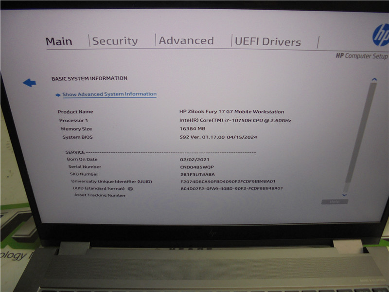 HP ZBook Fury 17 G7 Laptop i7-10750H 2.6GHz 16GB RAM 512GB SSD
