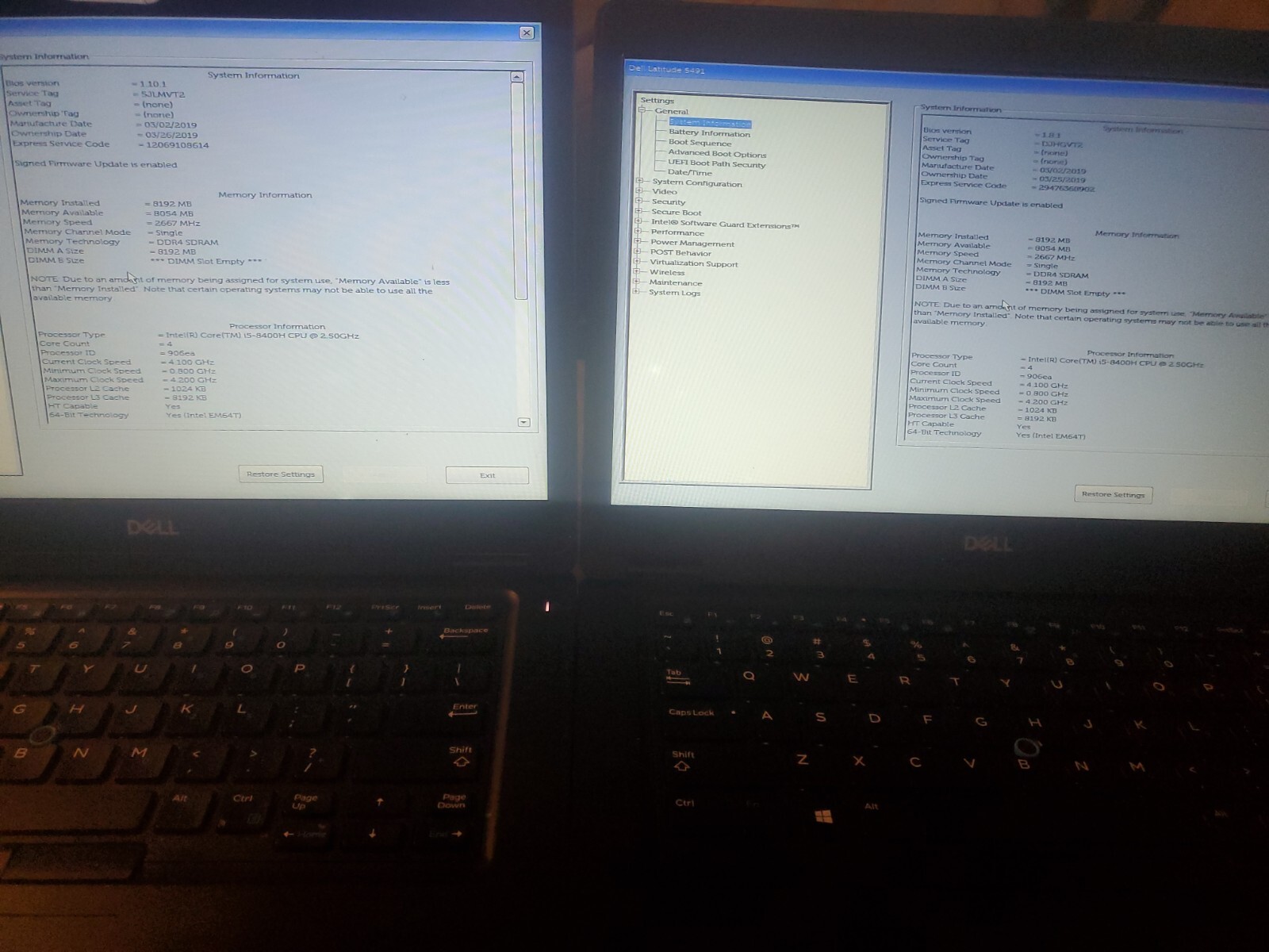 Dell Latitude 5491 14″, i5-8400H @ 2.50GHz 8GB/ 120GB Lot X 2