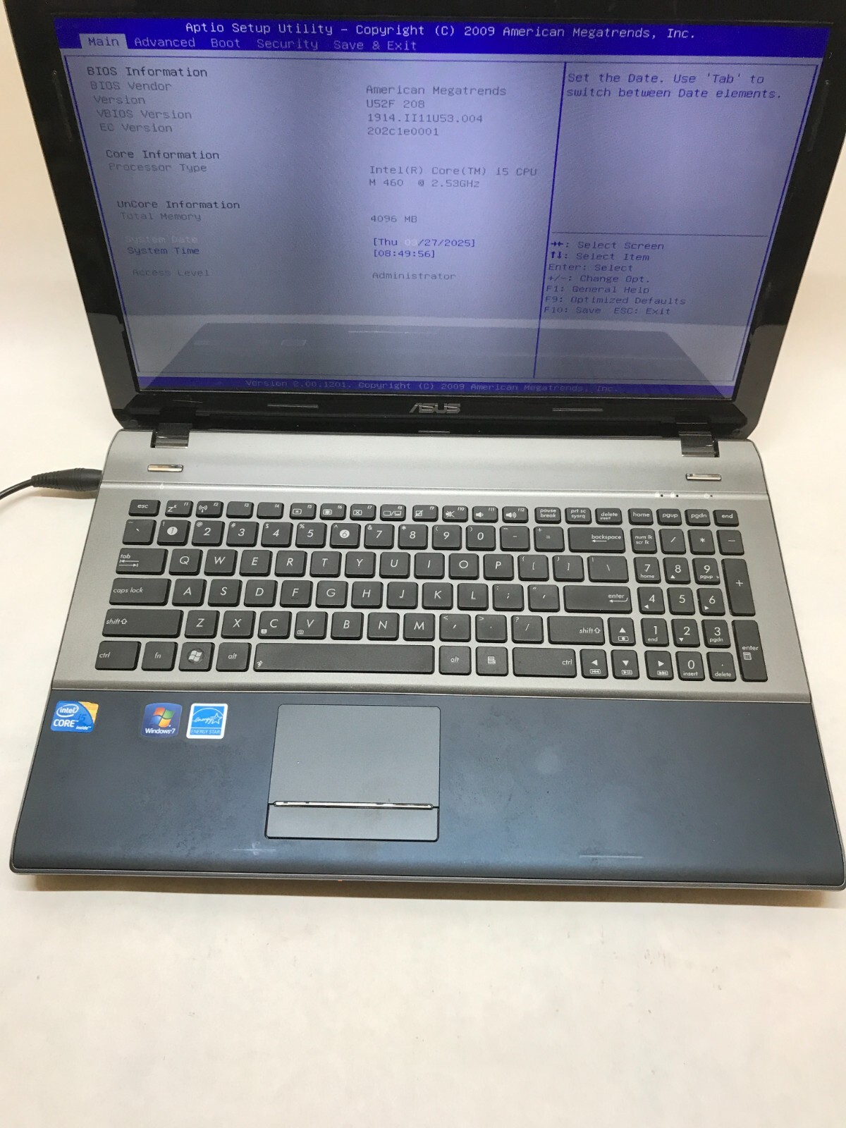 Asus U52F 15″ Laptop Intel Core i5-460M 2.53GHz 4GB RAM NO HDD/OS No Caddy – -DW