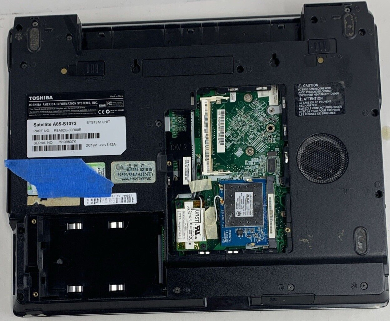 Toshiba Satellite A85 Intel Celeron-360J 1.40GHz 2GB RAM 15.6″ No Battery/HDD/OS