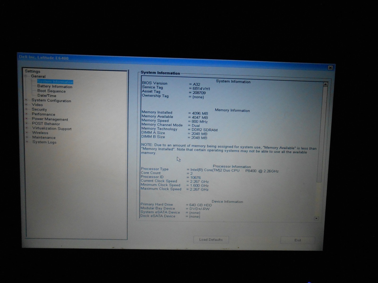 Dell Latitude E6400 Windows Vista Business Edition SP1 laptop