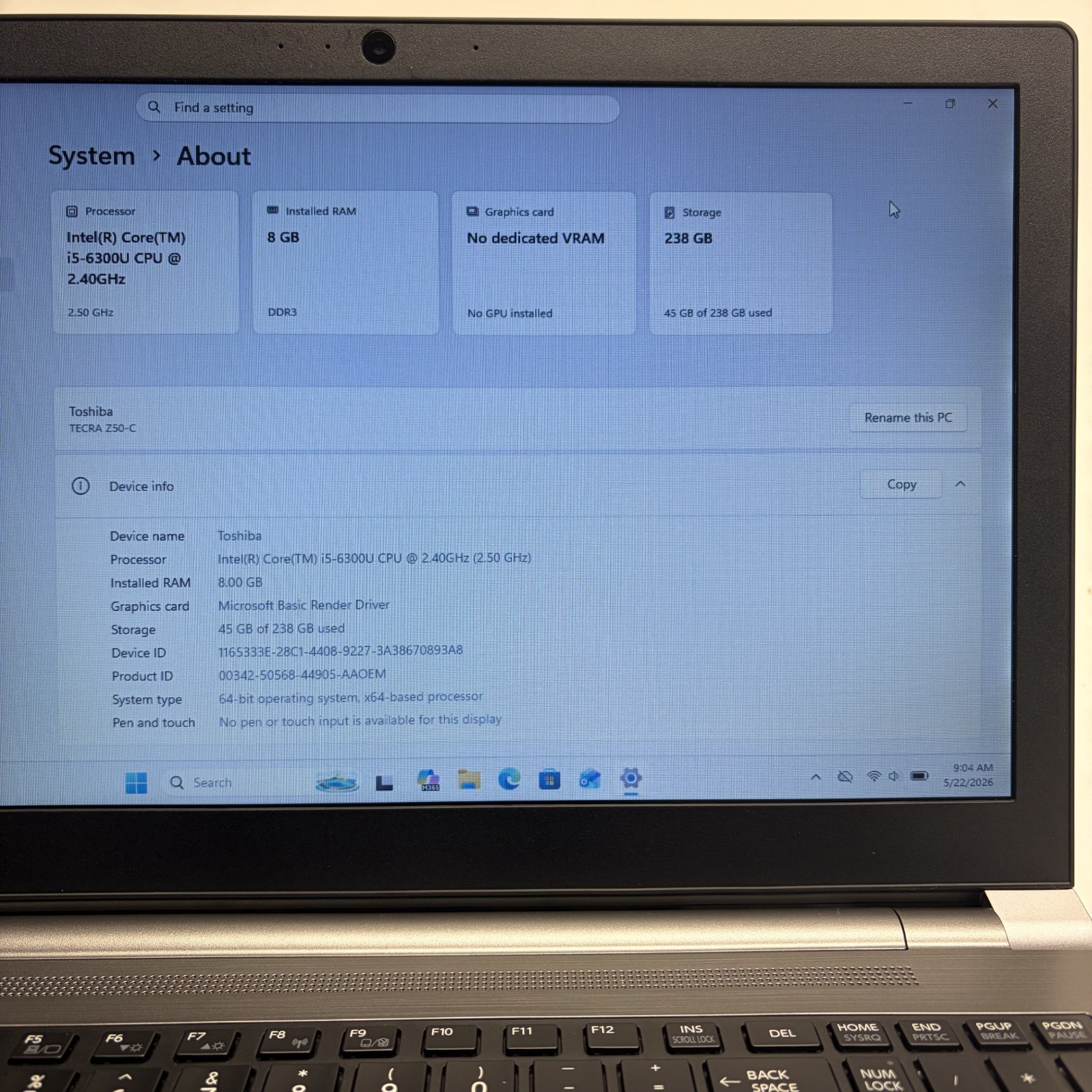 Toshiba Tecra Z50-C w/ Power Supply (READ DESCRIPTION)