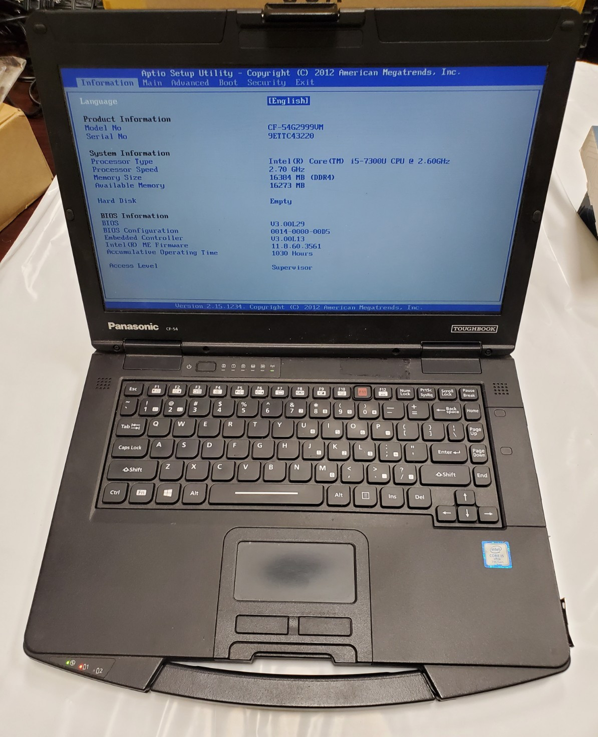 Panasonic Toughbook CF-54 Core i5-7300U 2.60GHz 16GB No HDD