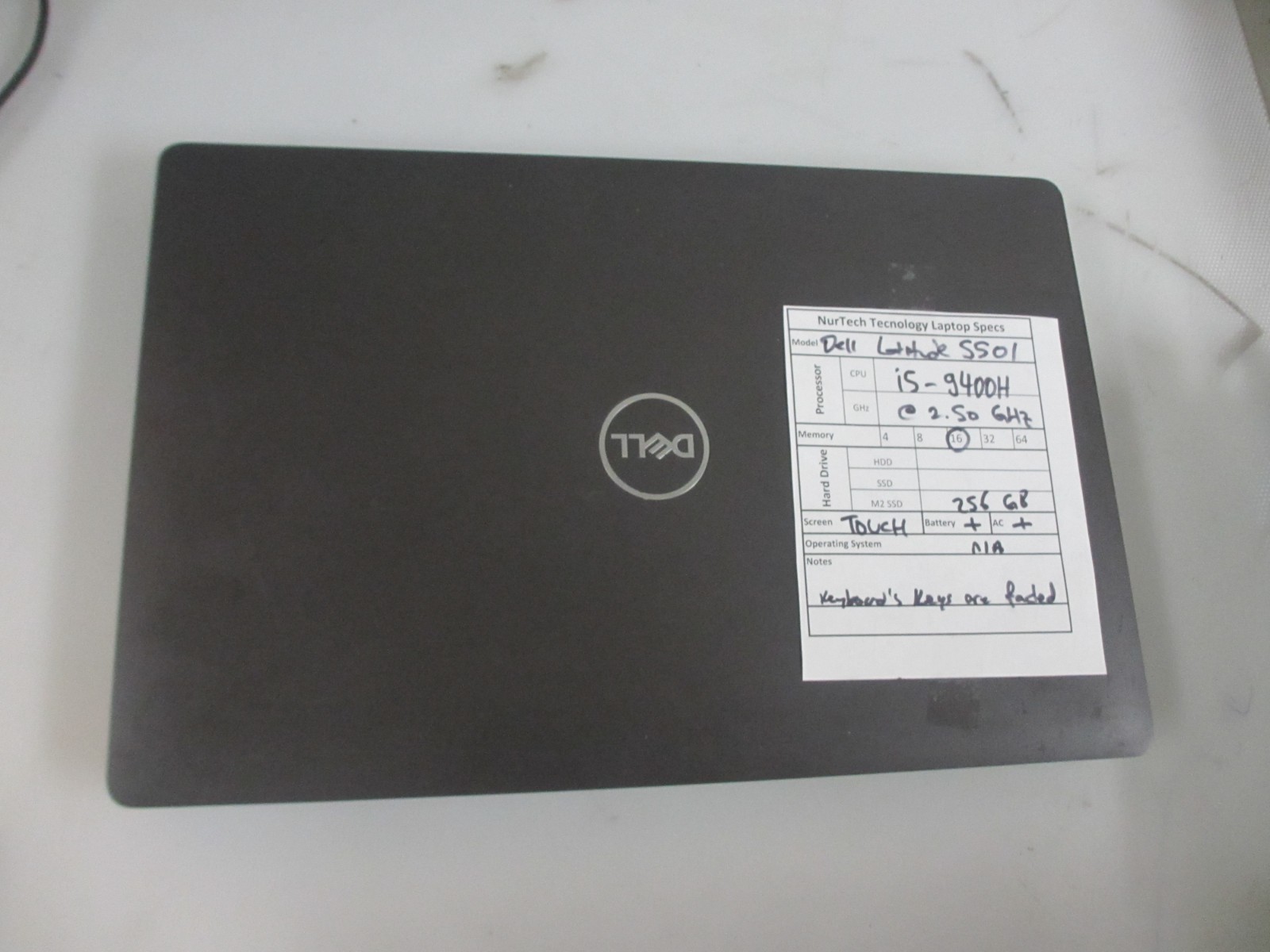 Dell Latitude 5501 i5-9400H 2.50GHz 16GB 256GB M2SSD LAPTOP + NOOS AC