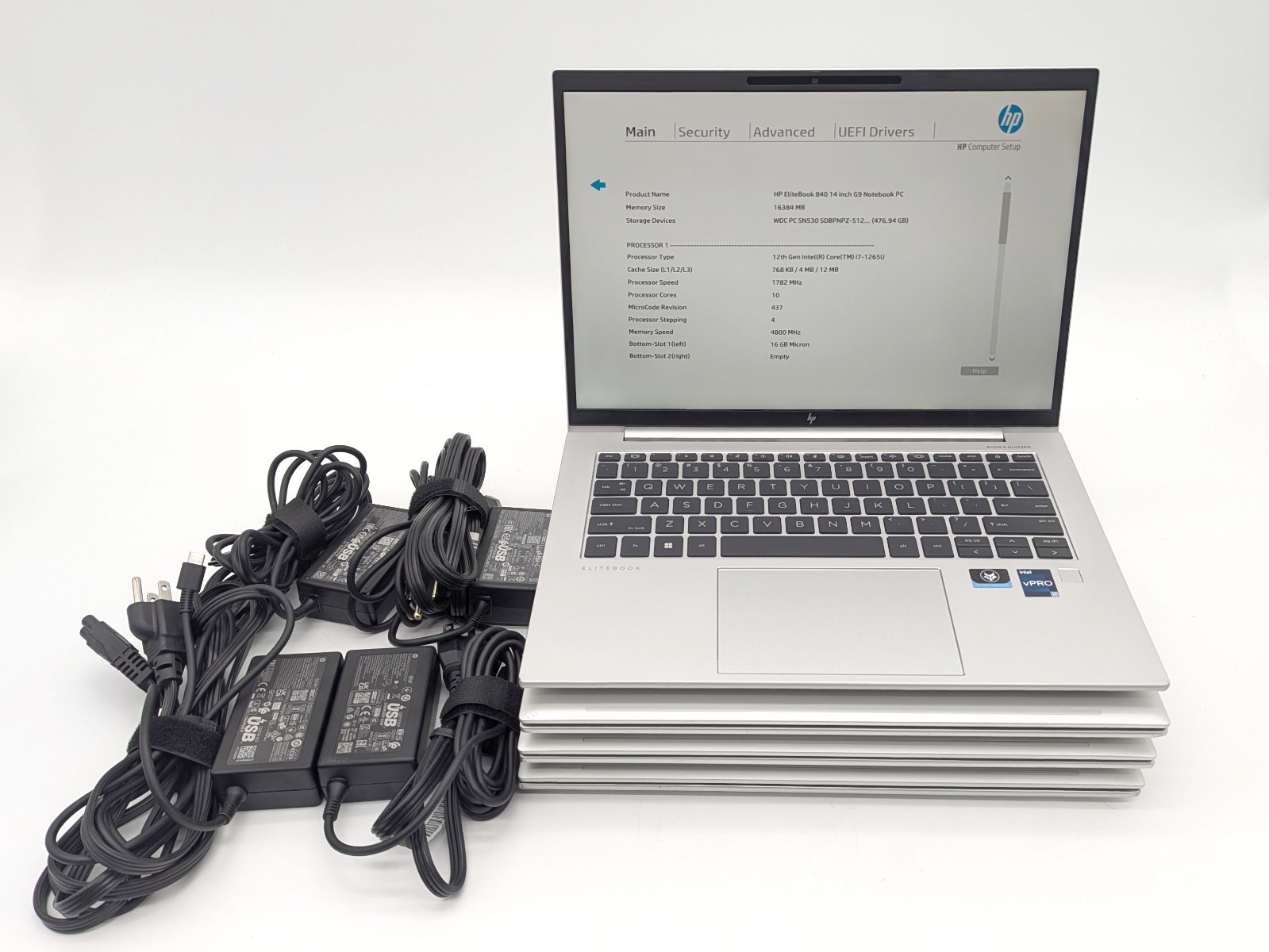 Lot of 4 HP EliteBook 840 G9 – Intel Core i7-1265U 16GB DDR5 RAM 512GB SSD No OS