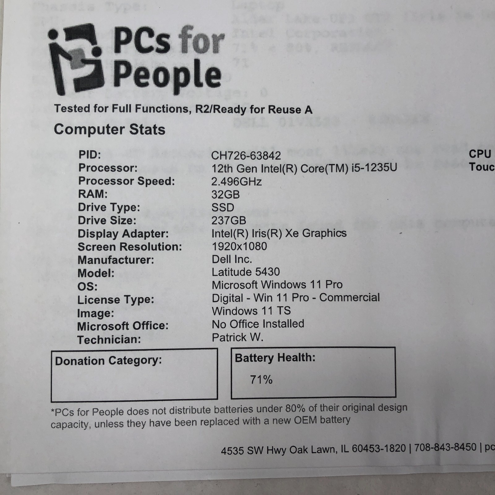 Dell Latitude 5430 14″ FHD Touch Core i5-1235U 32GB RAM 256GB SSD Win 11 Pro