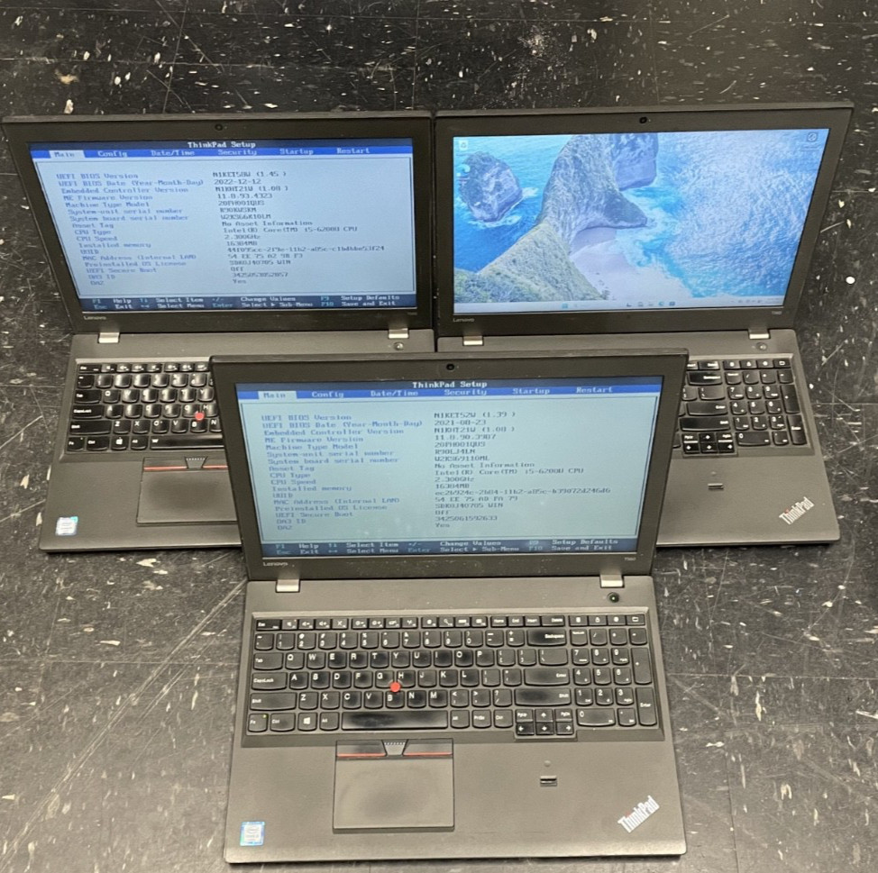 Lot of 3 Lenovo Thinkpad T560 I5-6200U 2.30GHz 16GB 256GB NO OS *READ*