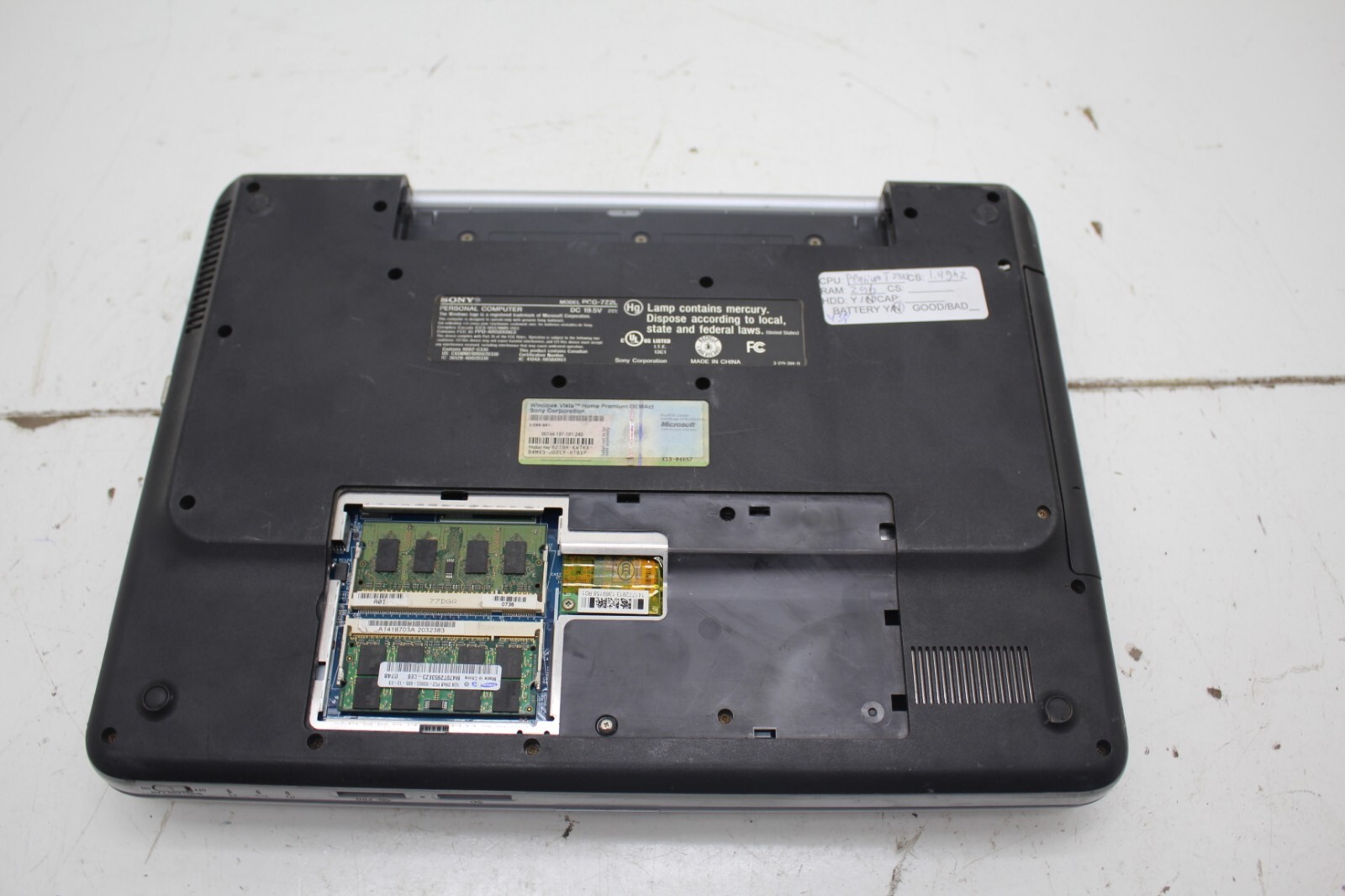 Sony VAIO VGN-NR110E Intel Pentium T2310 2GB Ram – No HDD or Battery
