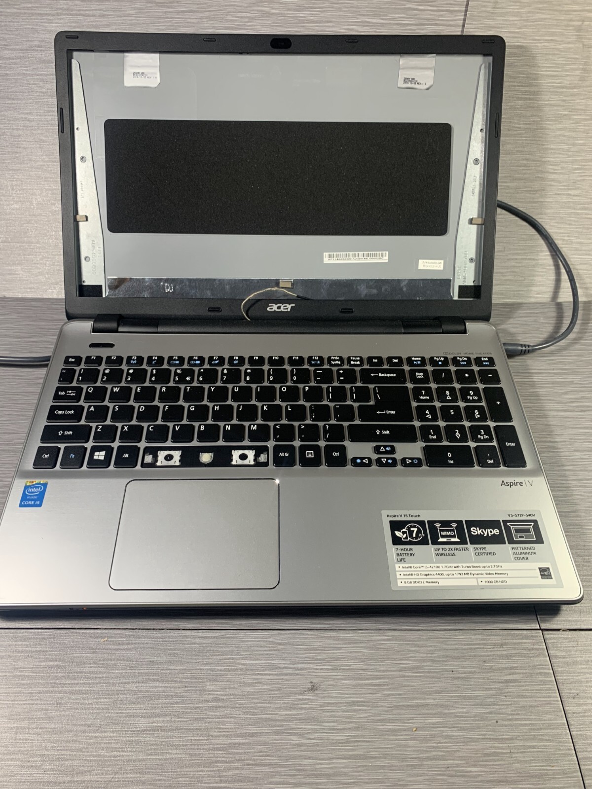 Acer Aspire V 15 Touch Z5WAH 1TB HDD Intel Core i5 Laptop | For Parts