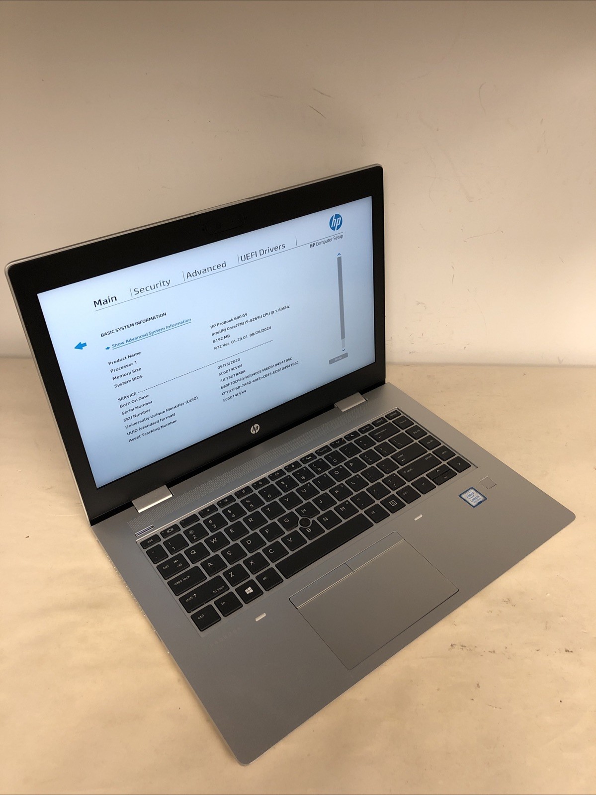 HP ProBook 640 G5 i5-8265U 8GB RAM NO SSD | Boot To Bios