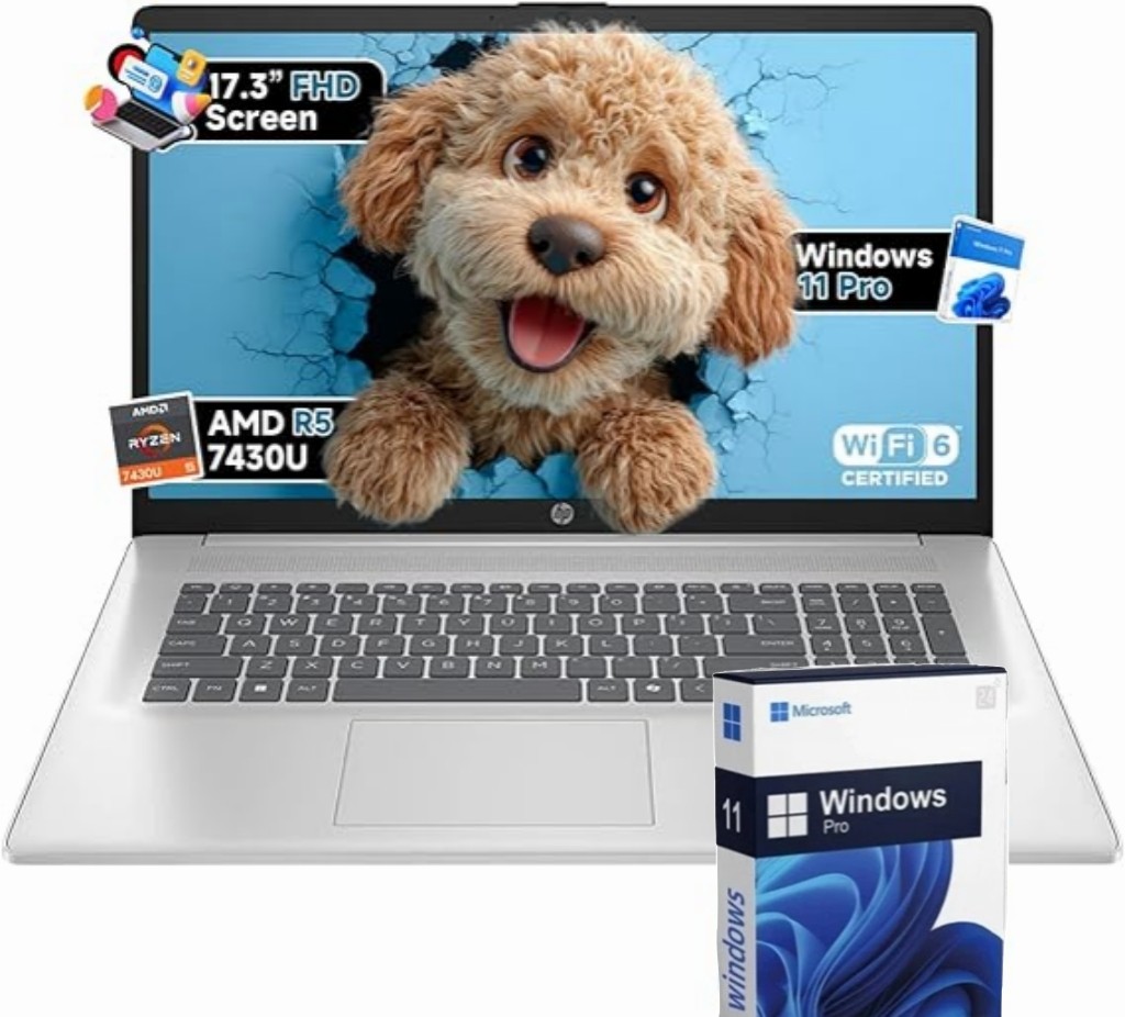 HP 17.3″ Laptop Notebook Win11Pro 2.7~4.3GHz AMD Ryzen 5-7430U 8GB RAM 512GB