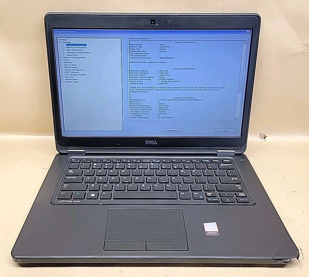 Dell Latitude E5450, Intel Core i5-5300U @ 2.3GHz, 8GB RAM, NO SSD, NO OS *READ*