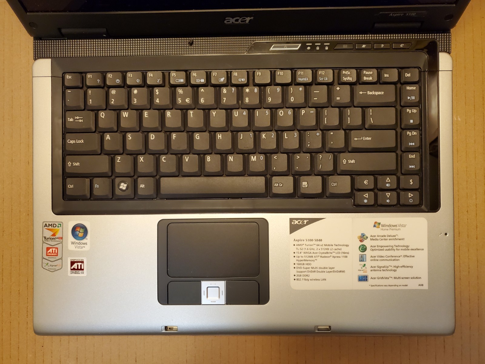 Acer 5100 BL51 Laptop – AMD Turion 64 X2 1.60 GHz – Vintage Retro Gaming