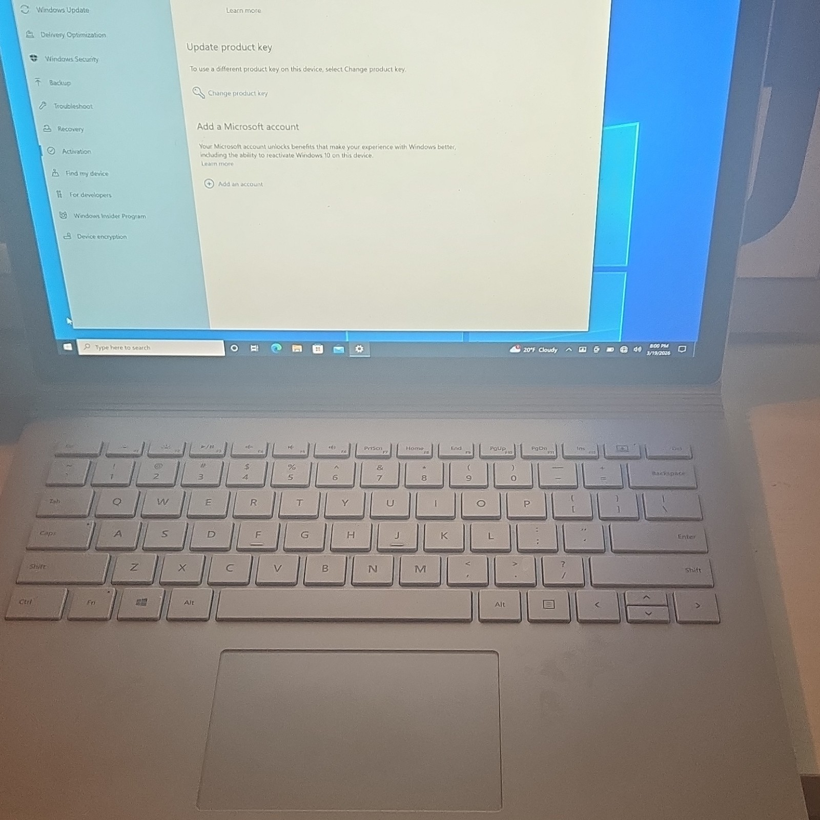 Microsoft Surface Laptop Windows 10 Silver 13″ Wi-Fi Bluetooth Webcam USB