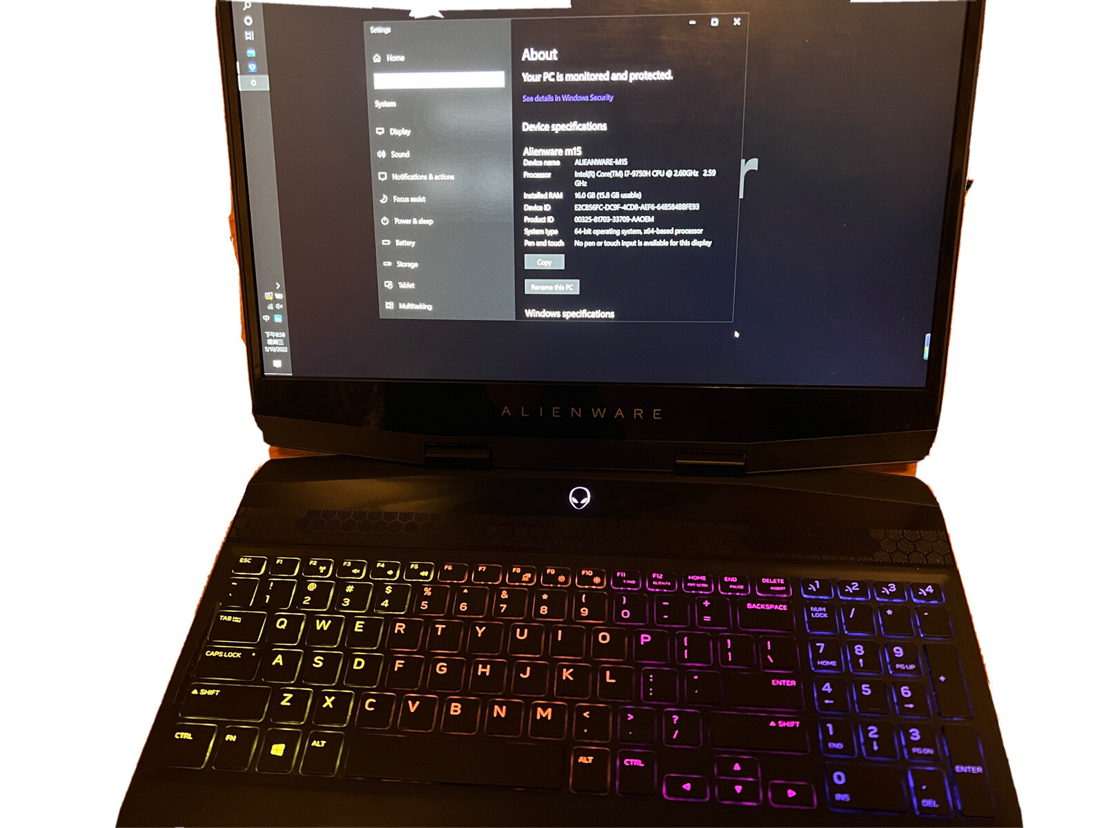 alienware laptop m15 R2 i9 RTX 2060 16GB 1.5TB Gaming Laptop