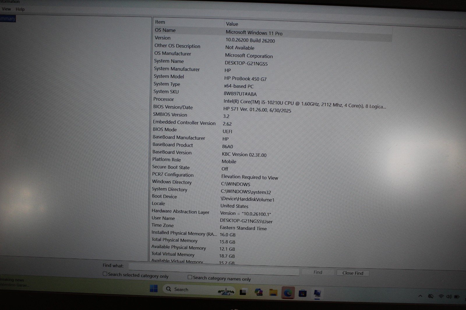HP Probook 450 G7 I5-10210U 512GB NvME SSD 16GB DDR4 Win11Pro* NO Battery