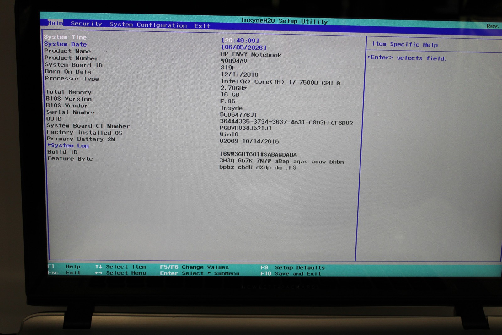 HP Envy 17t-S100 _ i7-7500U @ 2.7 _ 16GB RAM _ 250GB SSD _ No OS