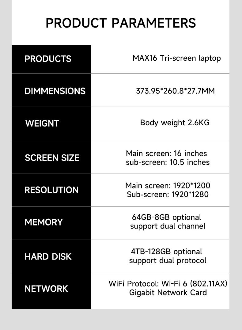 Face recogniti 16 inch 3 Scree Foldable i7 Laptop 32G RAM 2TB SSD Win11 Computer