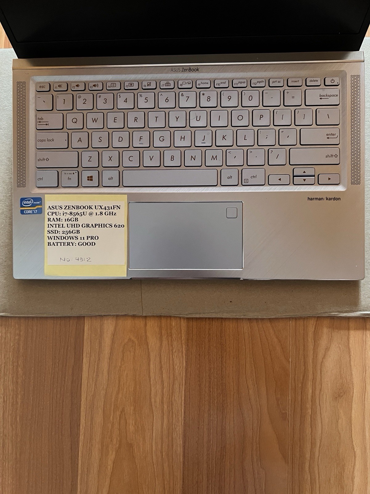 Asus zenbook Ux431f, i7-8565U , 16G Ram, UHD Intel Graphics, 256G, Win11 Pro