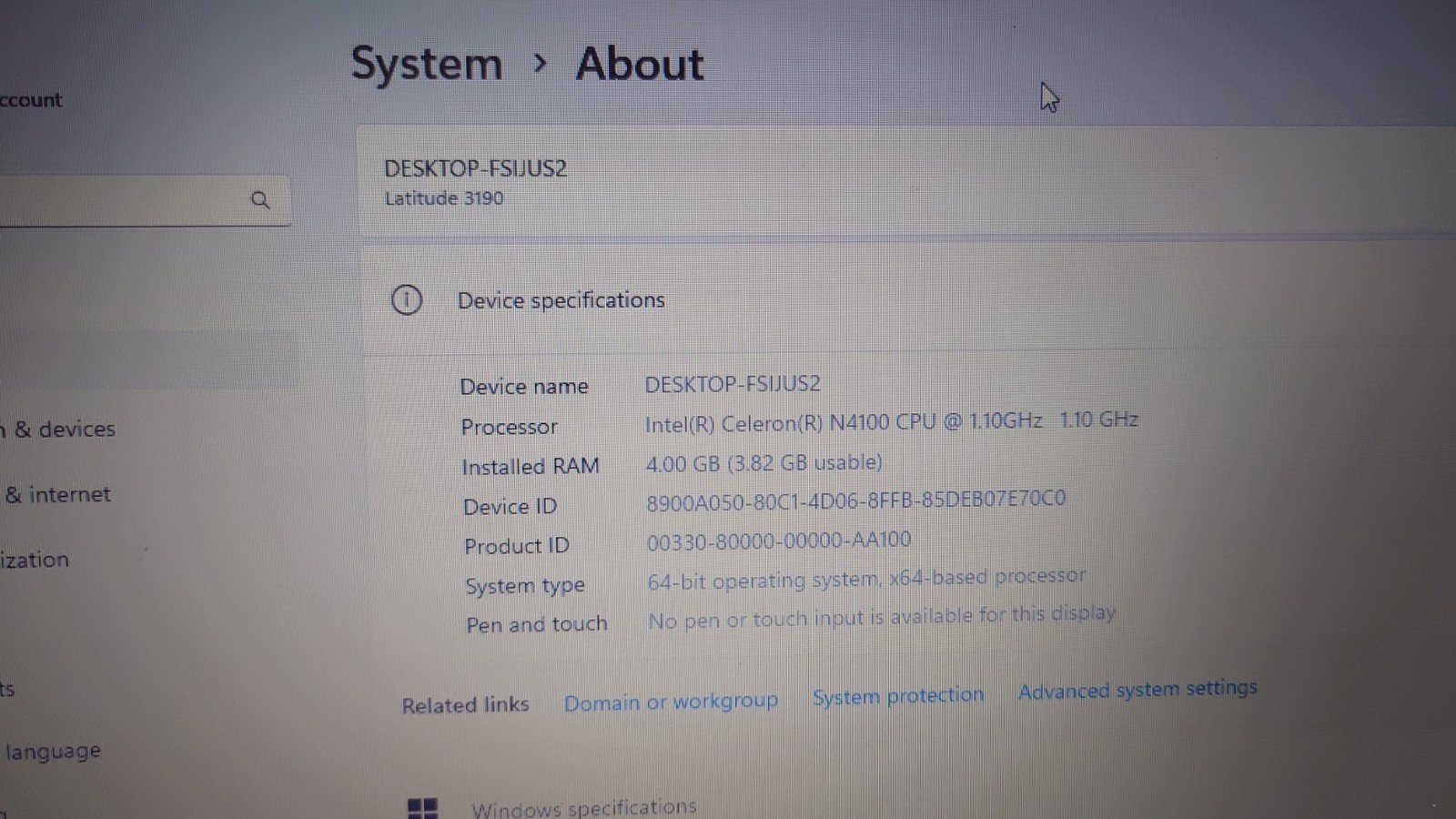 Dell Latitude 3190 Windows 11 – Laptop 2-in-1 / 120GB / 4GB DDR4 / INTEL 1.1GHZ