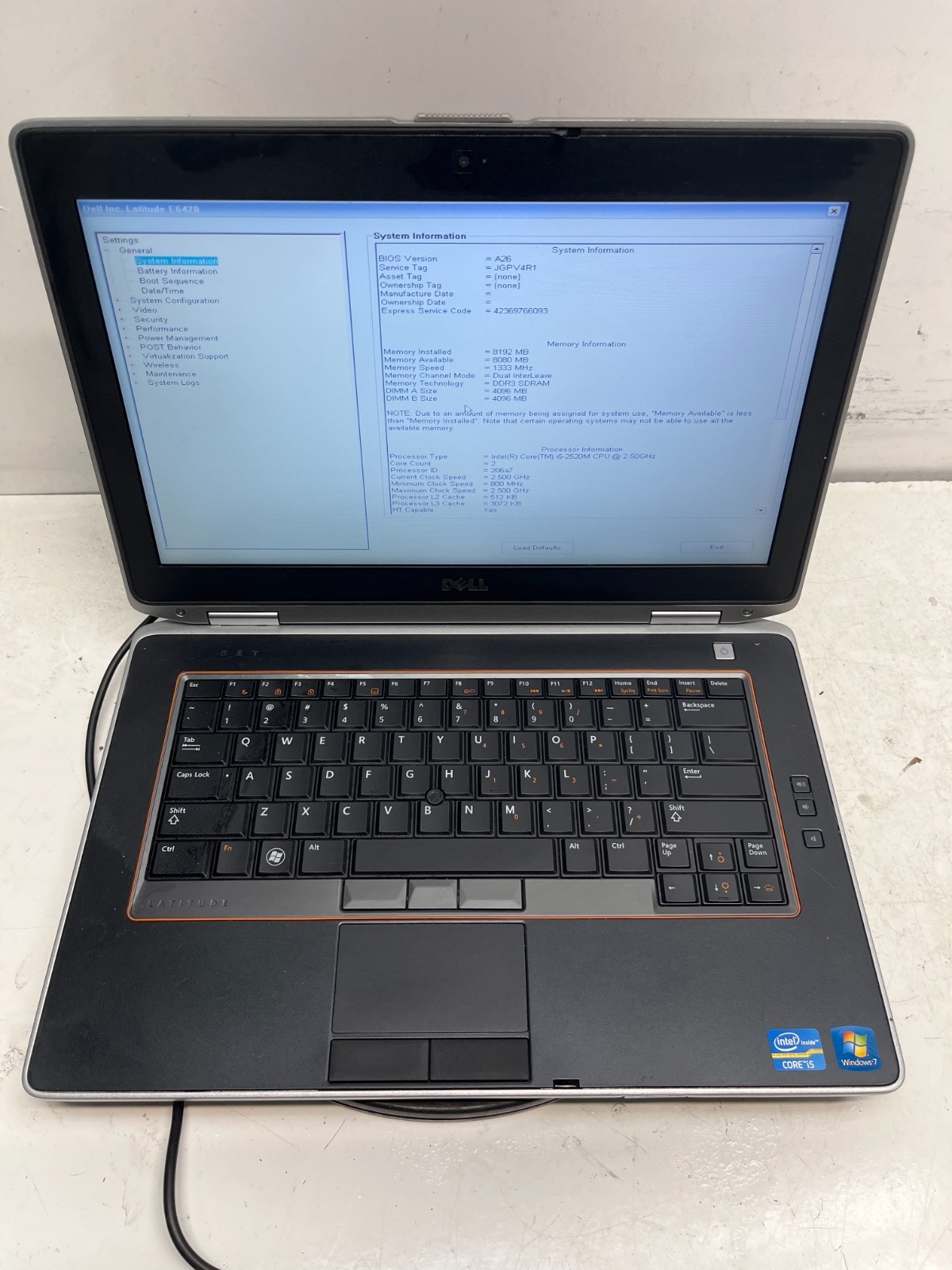 Dell Latitude E6420 Intel Core i5-2520M 2.50GHz 8GB NO HDD NO BATT