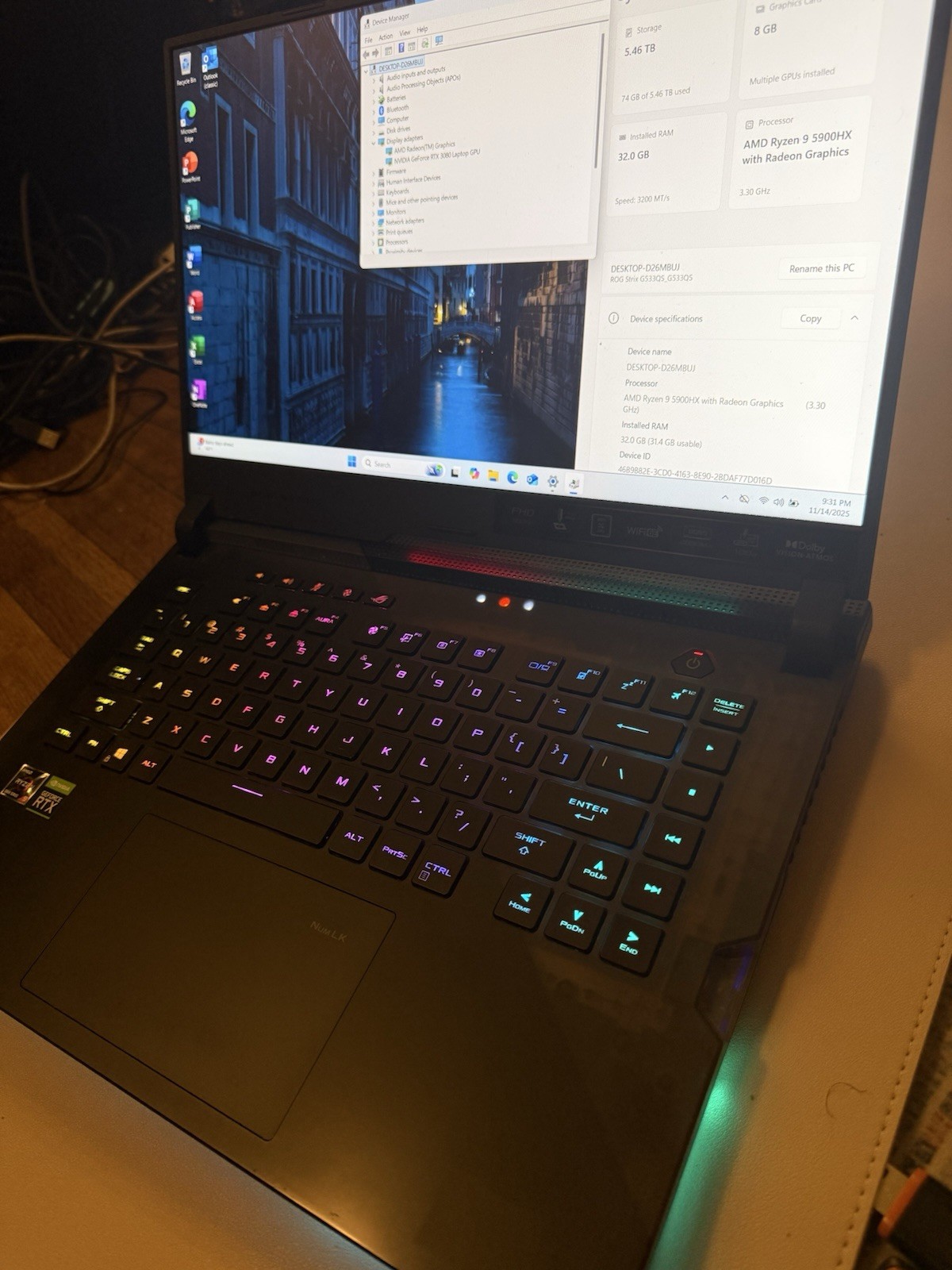 ASUS ROG STRIX SCAR G533QS 15.6” 300hz, 6TB SSD, RTX 3080, Ryzen 9, 32gb Ram,