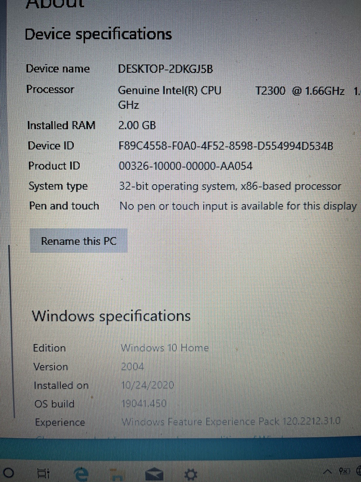 Dell D520 Laptop / 1.66ghz / 2gb / Windows 10/ Microsoft Office. Freezes Up