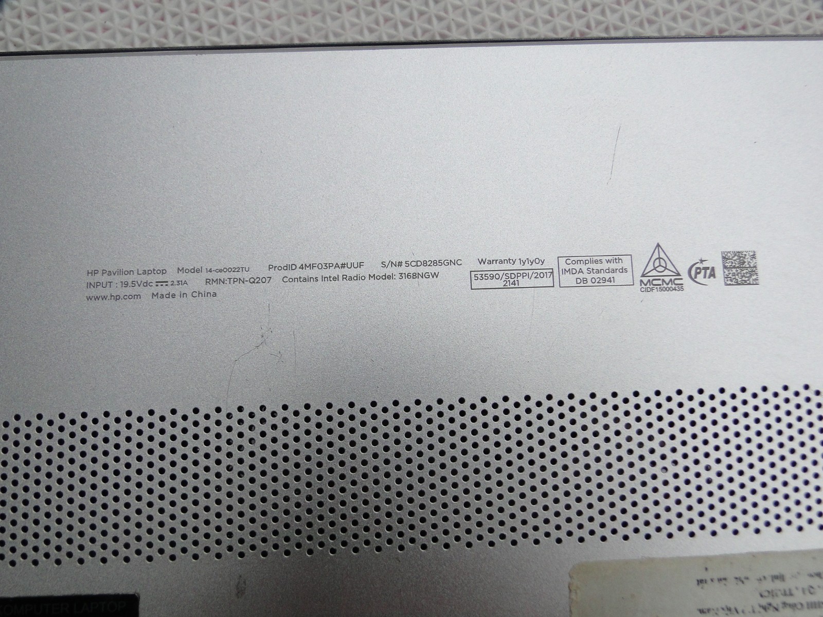 HP PAVILLION 14 CE0022TU I5-8250U 4GB DDR4 2400 RAM 256GB SSD