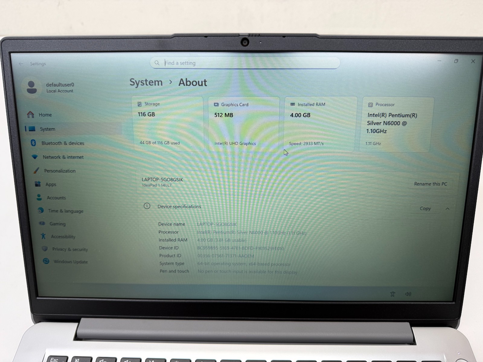 LENOVO IDEAPAD 1 14IJL7 PS-N6000 4GB RAM 128GB SSD