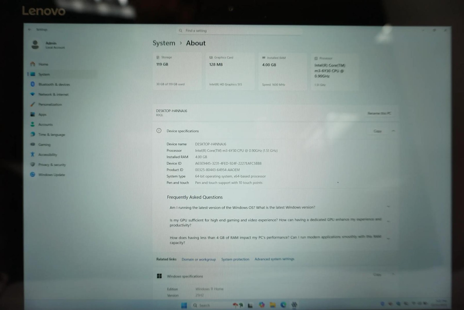 Lenovo Ideapad MIIX 700-12ISK Intel m3-6Y30 0.90GHz 4GB RAM 128GB SSD